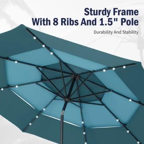 Captiva Designs 10ft Vented Patio Umbrella with 8 Sturdy Ribs for Garden, Poolside & Lawn image {11}