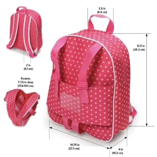 Badger Basket 18" Doll Travel Backpack - Star Pattern image {5}