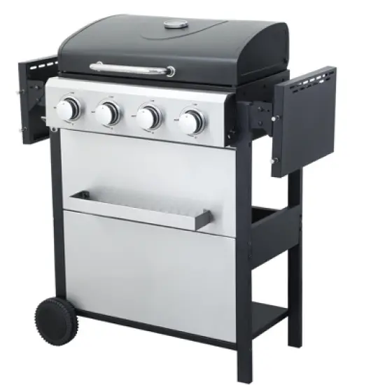 GDFStudio Kitty 34200 BTU Propane Gas 4-Burner BBQ Grill with Foldable Work Table, Shelves and Wire Enamel Cooking Grids image {1}