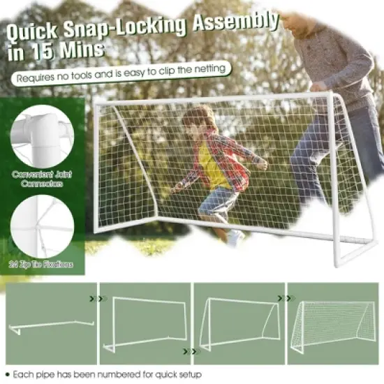 12 x 6FT All-Weather Soccer Goal w/Strong UPVC Frame Kids Adults Soccer Practice image {7}