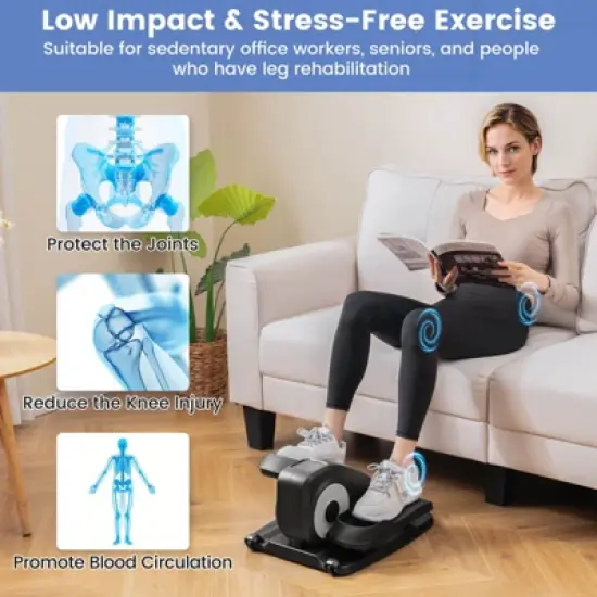 Costway Under Desk Elliptical Machine w/ Display Monitor Remote Control for Home Office Black/White image {7}