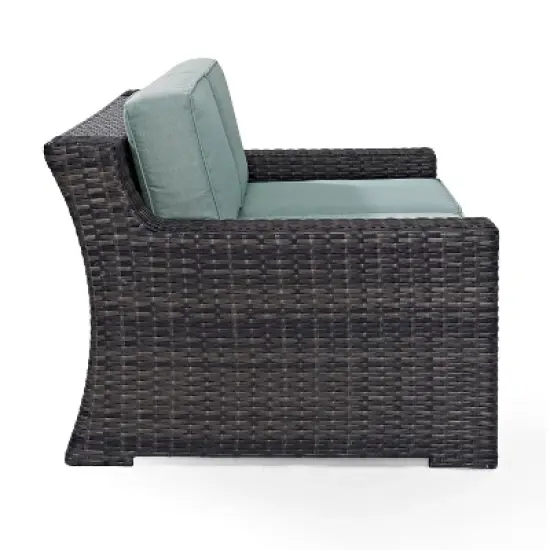 Beaufort Outdoor Wicker Loveseat - Mist - Crosley image {8}