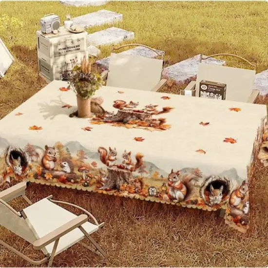 LOVEVOOK Thanksgiving Tablecloth, Fall Tablecloth, Pumpkin Table Cloth, Autumn Harvest for Christmas, Holiday, Birthday, Harvest image {15}