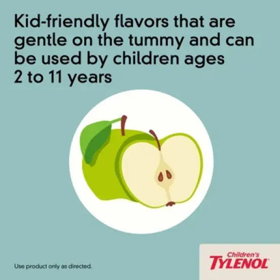 Tylenol Children's Pain + Fever Ages 2 - 11 Years - Apple Flavor Dye-Free Acetaminophen Liquid Suspension- 4 fl oz image {5}
