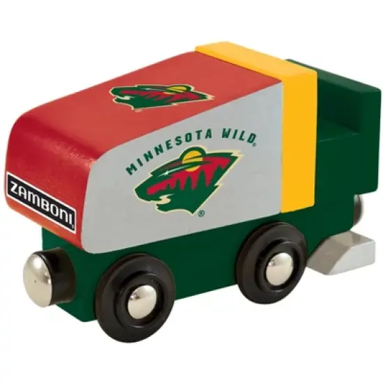 MasterPieces Officially Licensed NHL Minnesota Wild Wooden Toy Zamboni Train Engine For Kids image {6}