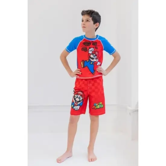 SUPER MARIO Nintendo Mario Rash Guard Swim Shirt Toddler image {1}