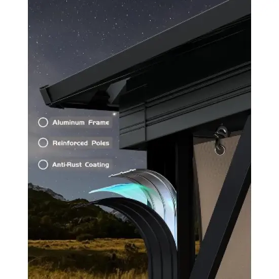 Garvee 10x10ft Hardtop Gazebo with Nettings and Curtains, Heavy Duty Double Roof Galvanized Steel Outdoor Combined of Vertical Stripes Roof (Khaki) image {3}