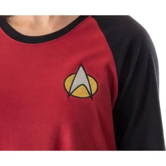 Star Trek Next Generation Women's Juniors Picard Raglan Nightgown Sleep Shirt image {1}