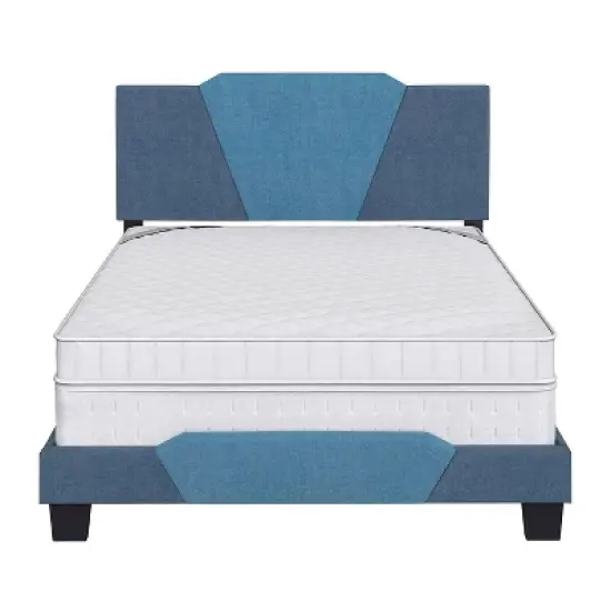 Full Sydney Color Block Blue/Ocean Linen Upholstered Platform Bed Blue - Eco Dream image {3}