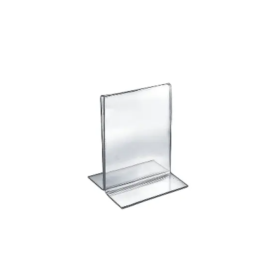 Azar 6"" x 5"" Vertical Double Sided Stand Up Acrylic Sign Holder Clear 10/Pack 152724 image {4}