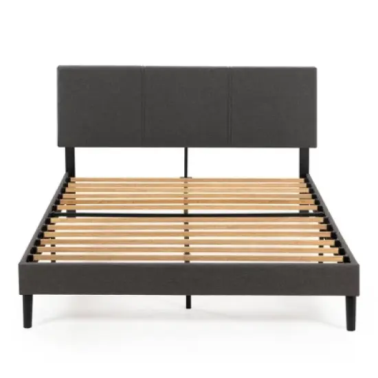 Cambril Upholstered Platform Bed Frame with Sustainable Bamboo Slats Gray - Zinus image {7}
