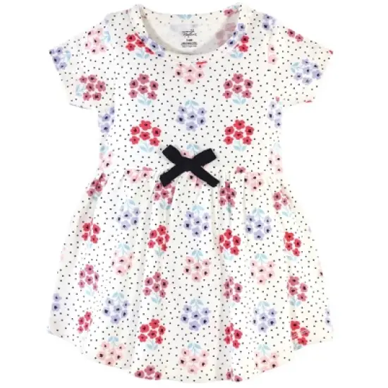 Touched by Nature Baby and Toddler Girl Organic Cotton Dress and Cardigan 2pc Set, Floral Dot image {2}