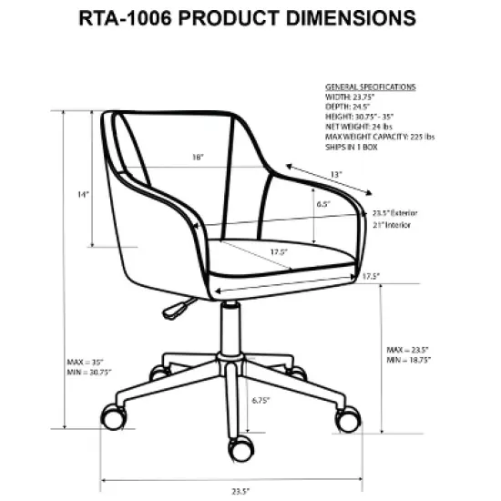 Comfy and Classy Home Office Chair- Beige- Techni Mobili image {4}