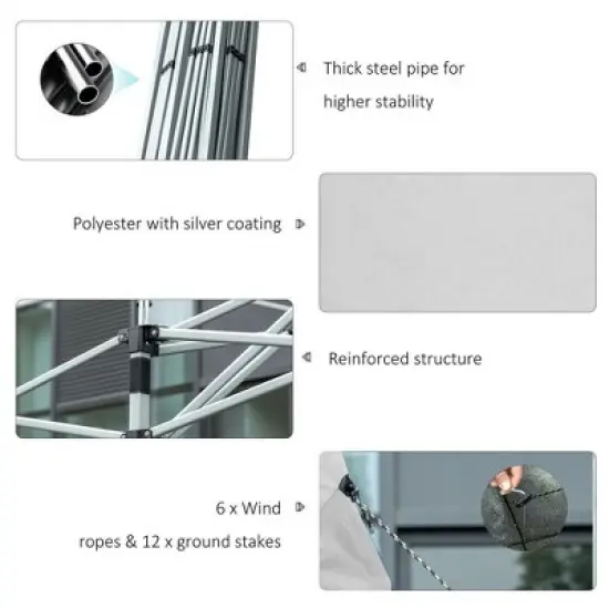 Resenkos Backyard Garden Canopy, Camping Canopy Screen Tent,10' x 19' Pop Up Canopy with Easy Up Steel Frame, 3-Level Adjustable Height and Carrying image {3}