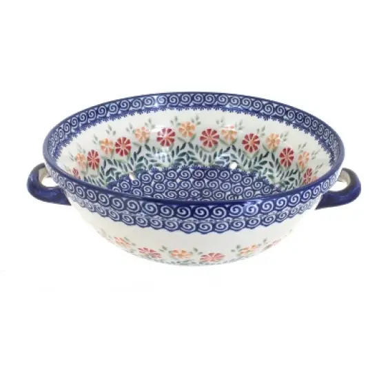 Blue Rose Polish Pottery D038 Manufaktura Colander image {2}