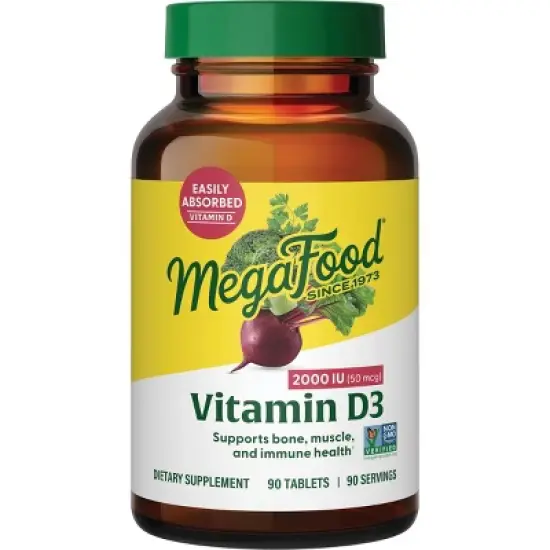 MegaFood Vitamin D3 2000 IU (50 mcg) - Vitamin D Supplement, Immunity, Bones, Teeth & Muscle Support, Vegetarian, Non-GMO, Kosher, 90 Servings image {6}