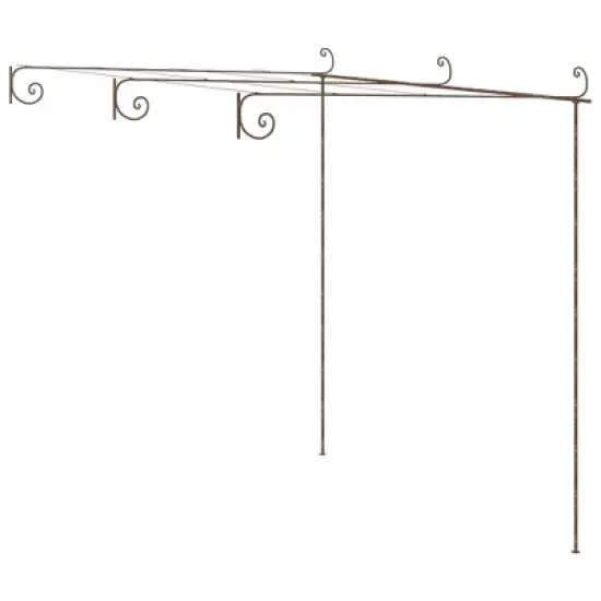 vidaXL Pergola Garden Arbor Patio Shelter Lean to Pergola Antique Brown Iron - 118.1" x 118.1" x 98.4" image {7}