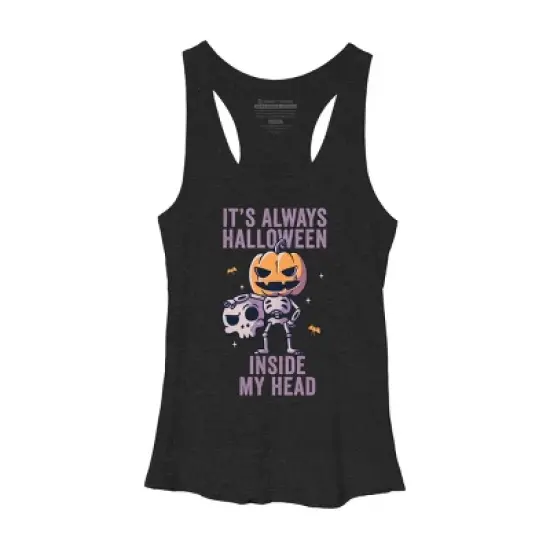 Women's Design By Humans It's Always Halloween Inside My Head Funny Cute Spooky By EduEly Racerback Tank Top image {8}