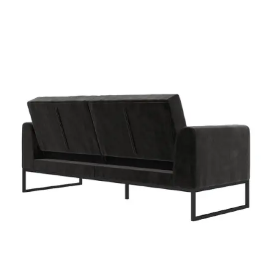Adley Velvet Fabric Coil Futon with Metal Base - CosmoLiving by Cosmopolitan image {7}