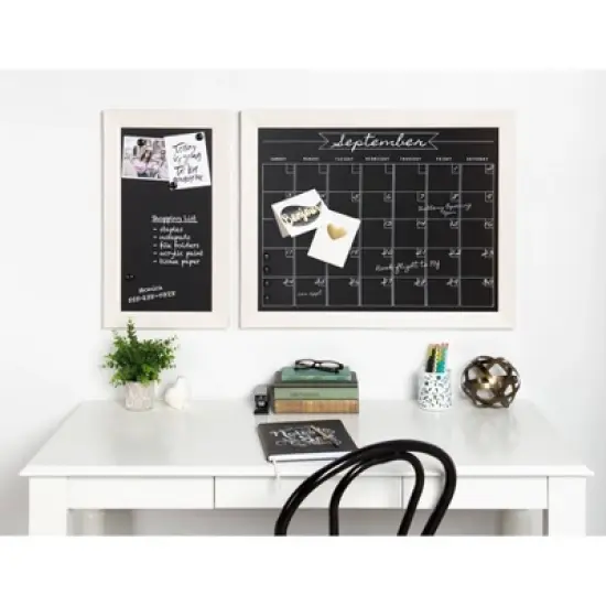 29" x 23" Beatrice Framed Magnetic Chalkboard Calendar White - DesignOvation image {4}