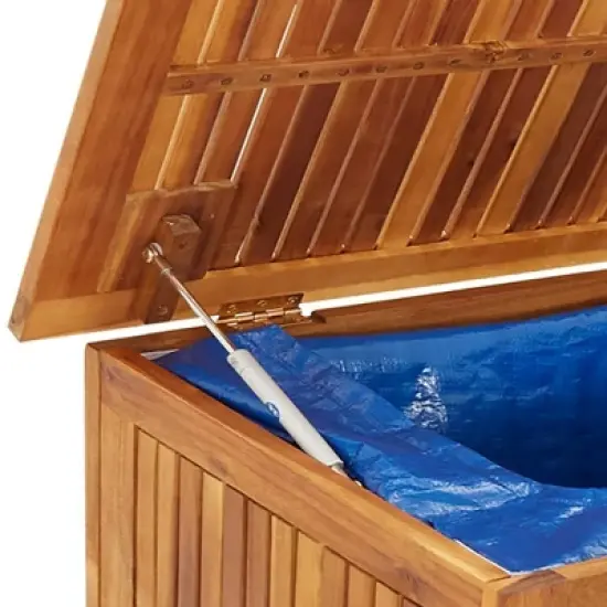 vidaXL Patio Storage Box with Wheels 59.1"x19.7"x22.8" Solid Wood Acacia image {6}