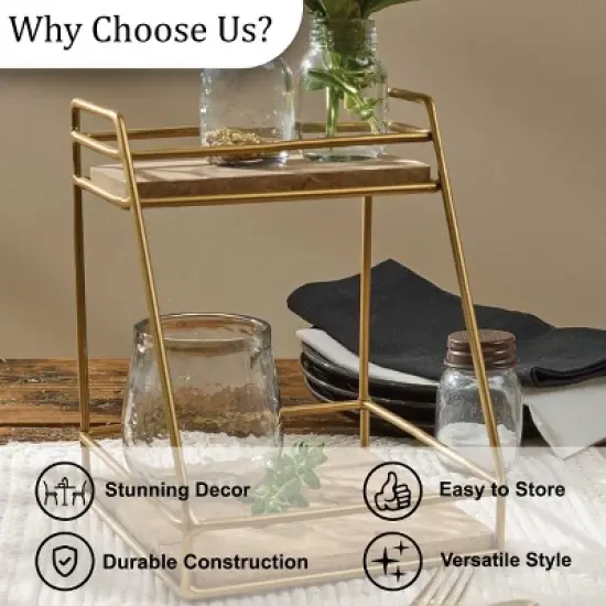 Split P Wood and Gold 2 Tier Organizer image {5}