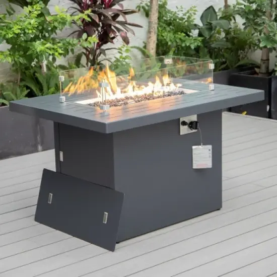 LeisureMod Chelsea Modern Aluminum Patio Propane Fire Pit Table &ndash; Outdoor Heating Table for Patio, Deck, Balcony, Backyard, and Garden Spaces image {1}
