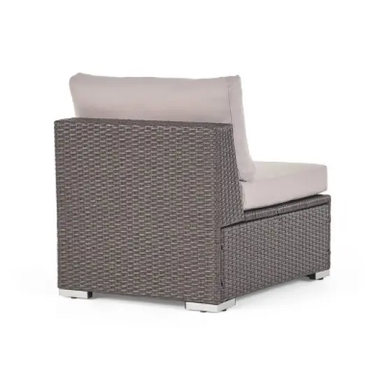 Christopher Knight Home 3pc Santa Rosa Wicker Outdoor Patio Sectional Sofa Gray/Light Gray image {8}