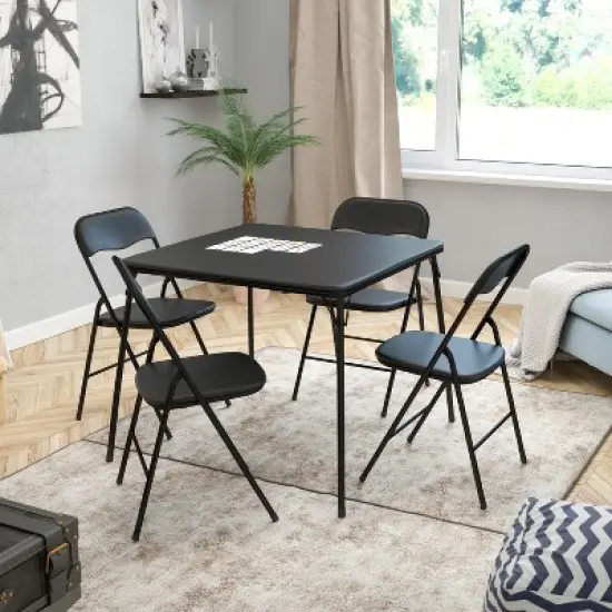 Emma and Oliver 5 Piece Folding Card Table and Chair Set image {1}