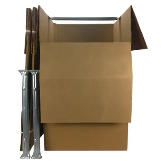 UBMOVE Pack of 3 Space Savers Shorty Wardrobe Moving Boxes With Hanging Bar 20" x 20" x 34" image {2}