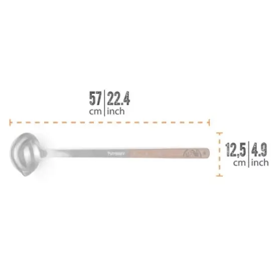Petromax Kitchen or Campfire Serving Ladle with Spout, Durable Stainless Steel and Wooden Handle, Extra Large 8.5 fl oz image {3}