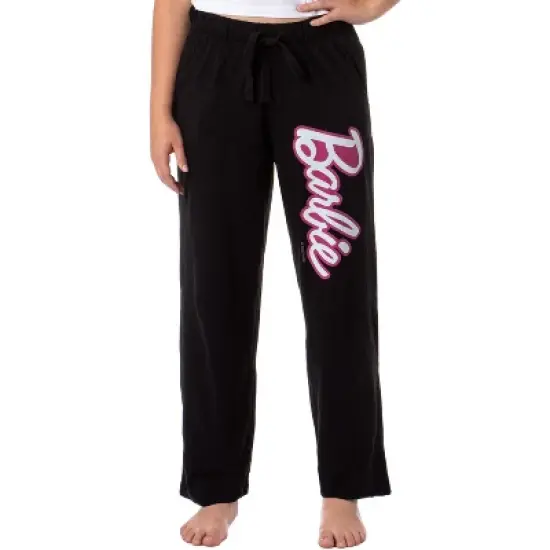 Mattel Womens' Classic Barbie Logo Icon Print Sleep Pajama Pants Black image {4}