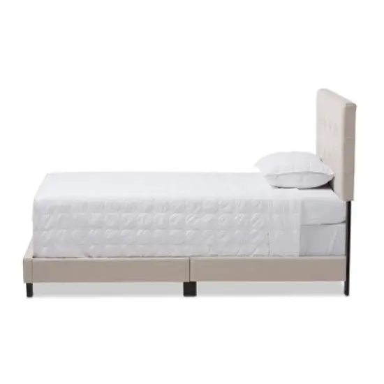 Twin Brookfield Modern and Contemporary Fabric Upholstered Bed Beige - Baxton Studio image {1}