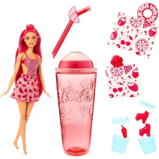 Barbie Pop Reveal Fruit Series Watermelon Crush Doll, 8 Surprises Include Pet, Slime, Scent & Color Change image {1}