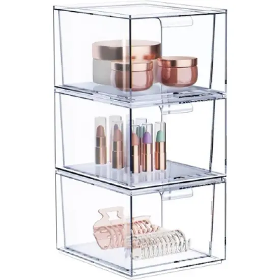 Sorbus Clear Stackable Acrylic Drawer Makeup Organizer - for Vanity, Bathroom, Under Sink, Cabinets, Jewelry, and More image {8}