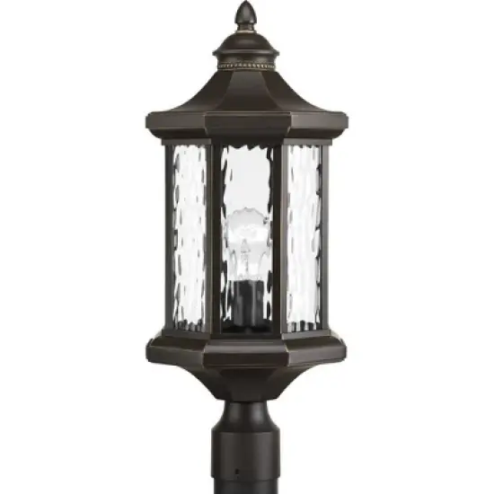 Progress Lighting, Edition, 1-Light, Post Lantern, Antique Bronze, Clear Water Glass, Aluminum image {2}