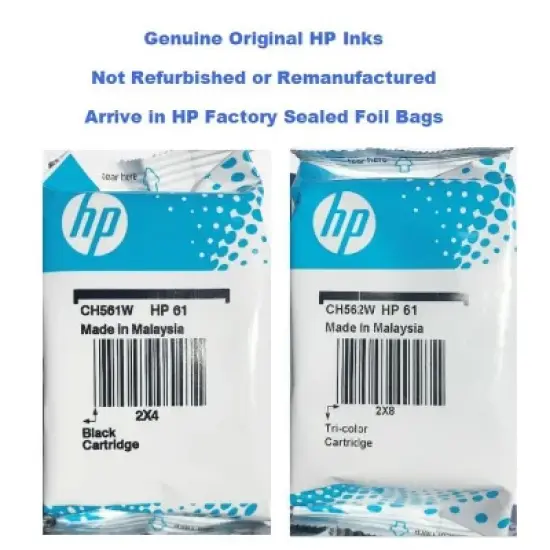 HP 61XL Original High-Yield Ink Combo &ndash; Black & Tri-Color &ndash; Bulk Packaging, Same Premium Quality! image {1}