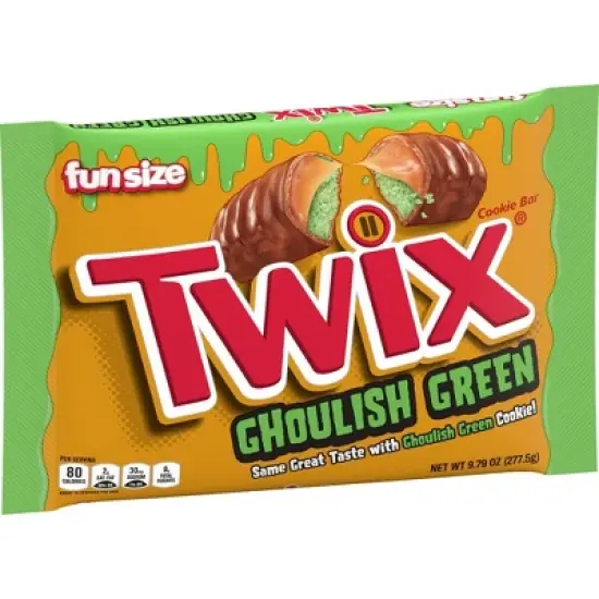 Twix Halloween Ghoulish Green Caramel Cookie Chocolate Bars Fun Size - 9.79oz image {9}