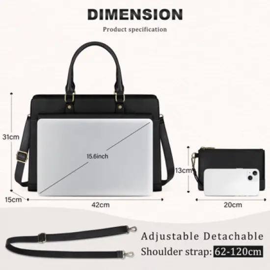 Laptop Bag for Women 15 Inch Laptop Tote Bag Business Office Work Bags Professional Briefcase image {3}