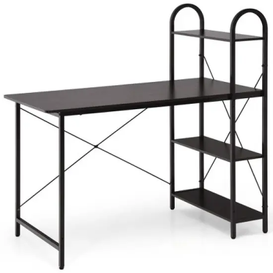 Costway Reversible Computer Desk Study Workstation Home Office 4-tier Bookshelf image {9}