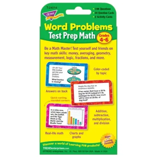TREND Word Problems Test Prep Math, Grades 4-6 Challenge Cards image {3}