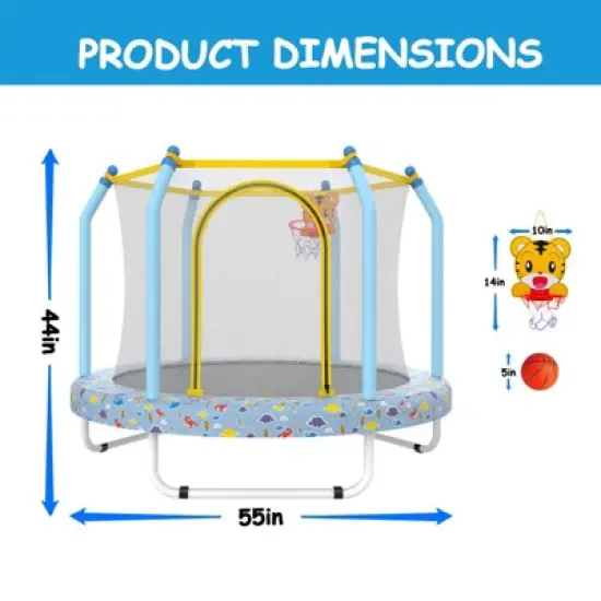 Aukfa 55 inch Kids for Ages 1-8 Trampoline with Handle - Indoor/Outdoor Toddler Trampoline, 6-Leg Design for Safety & Stability image {7}