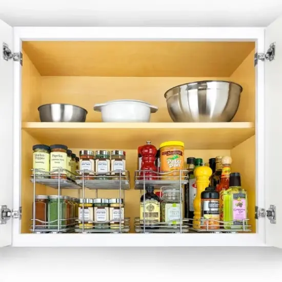 Lynk Professional 8" Wide Slide Out Spice Rack Upper Cabinet Organizer: Chrome-Plated Kitchen Storage with Ball Bearing Glides image {3}