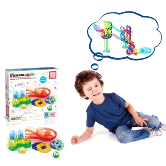PICASSO-TILES Marble Run  Add-On Accessories for Race Track Expansion Magnetic Tiles, Building Blocks STEM Toy for Kids image {4}