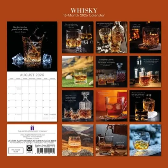 2026 Square Wall Calendar, Whisky, 16-Month Food Theme with 180 Reminder Stickers (12x12 In) image {3}