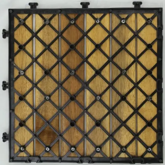 Courtyard Casual Acacia Deck Tiles in Teak Color Straight Boards Pack of 9 image {3}