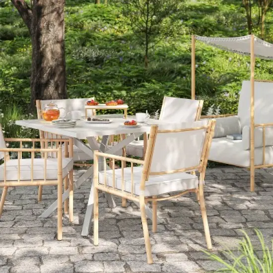 Seabury Steel 4 Person Square Patio Dining Table, Outdoor Furniture - White - Threshold&trade; image {1}