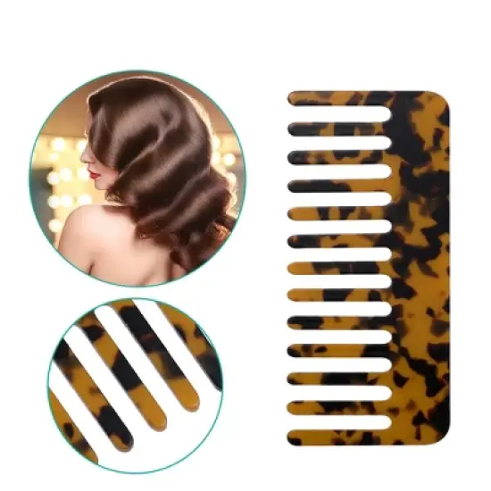Unique Bargains Anti-Static Hair Comb Wide Tooth for Thick Curly Hair Hair Care Detangling Comb For Wet and Dry Dark 2.5mm Thick Brown 2 Pcs image {1}