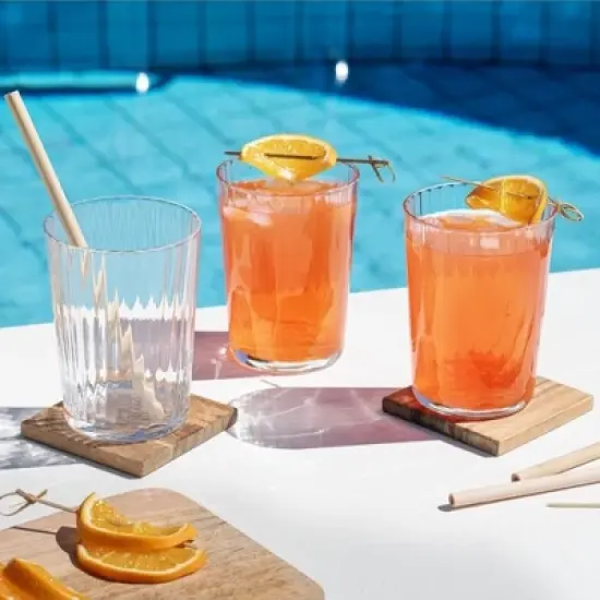 Bormioli Rocco Exclusiva Gin Fizz Glasses, Set of 12 - 17 Oz. Ribbed Drink Tumblers Made of Star Crystal Glass with XLT Treatment - Dishwasher Safe image {3}