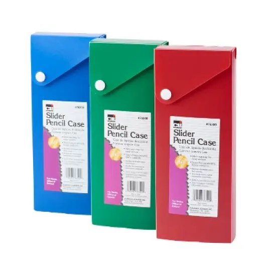 Charles Leonard Slider Pencil Case Box, Slide Out Tray, Snap Closure, Assorted Colors, Pack of 24 image {3}